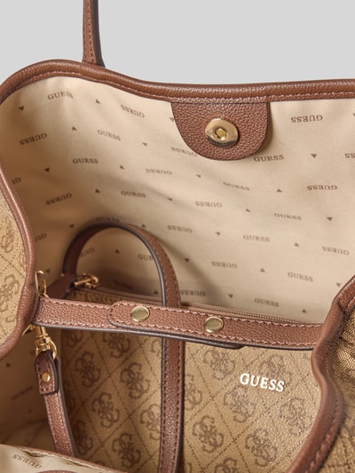 Guess Torebka z aplikacją z logo model ‘VICTTORIA’ Beżowy 5
