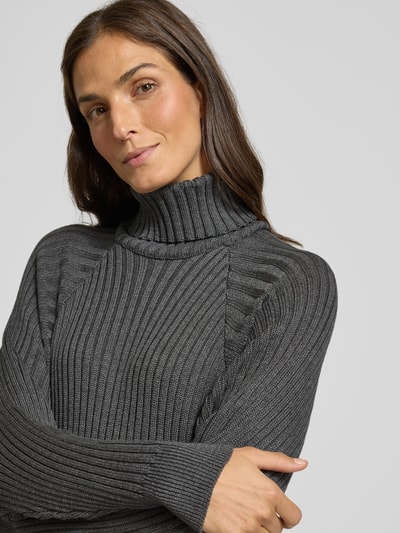 YAS Strickkleid mit Rollkragen Modell 'MAVI' Dunkelgrau Melange 3