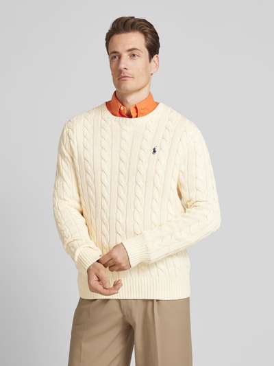 Polo Ralph Lauren Regular Fit Strickpullover aus reiner Baumwolle Modell 'DRIVER' Offwhite 4