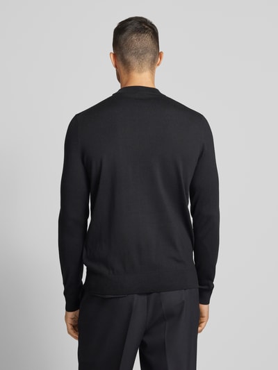 JOOP! Collection Gebreide pullover van scheerwol met opstaande kraag, model 'Davide' Zwart - 5