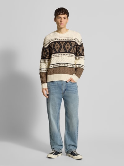 Redefined Rebel Sweter z dzianiny ze wzorem na całej powierzchni model ‘HENSON Złamany biały 1