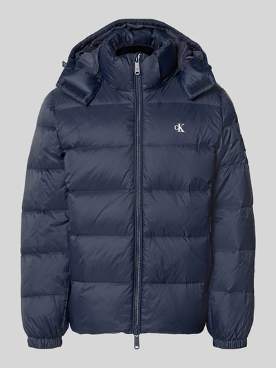 Calvin Klein Jeans kurtka pikowana o kroju regular fit z odpinanym kapturem Granatowy 1