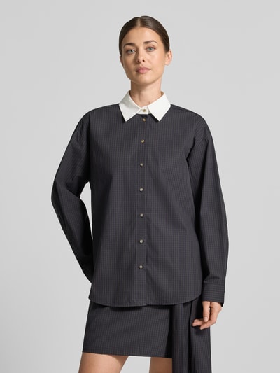 Jake*s Casual Oversized Langarmbluse aus reiner Baumwolle Dunkelblau 4