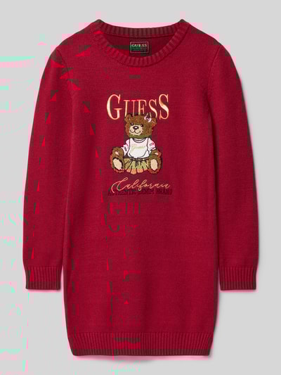 Guess Gebreide muts van viscosemix met labelstitching Bordeaux - 1