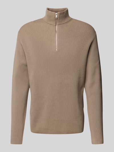 Lindbergh Relaxed Fit Strickpullover in Ripp-Optik Camel 1