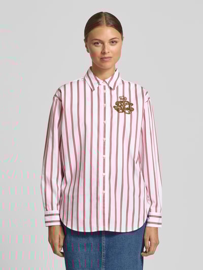 Lauren Ralph Lauren Regular fit overhemdblouse met labelapplicatie, model 'KOTTA' Rood gemêleerd - 4