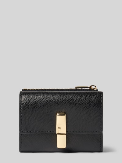 Productfoto, Portemmonaie en Kaartetui in set van leer Model 'IRIDE' van Furla, zwart structuurpatroon, pinsluiting, muntvak met ritssluiting, kaart- en vakken voor pasjes, damesaccessoire