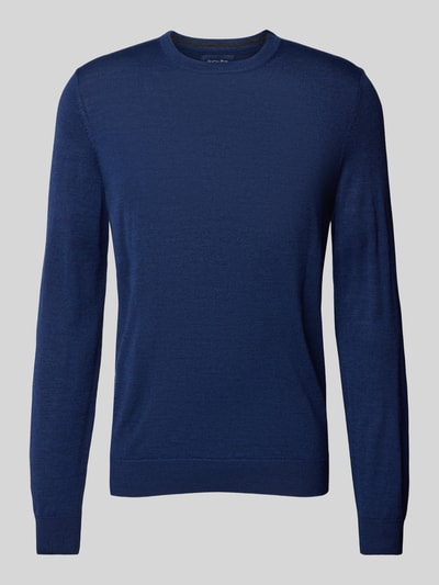 Christian Berg Men Gebreide pullover met ronde hals Donkerblauw gemêleerd - 2