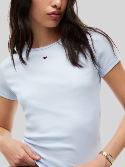 Tommy Jeans t-shirt w kroju slim fit z mieszanki bawełny Jasnoniebieski 3