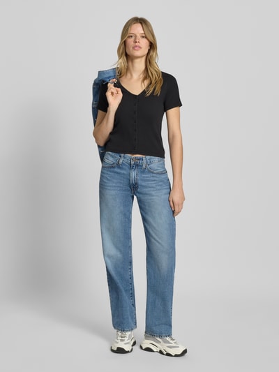 Levi's® T-Shirt in Ripp-Optik mit V-Ausschnitt und Knopfleiste Black 1