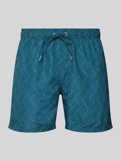 Productfoto, Badehose im Allover-Look met elastische band en tunnelkoord van Schiesser, materiaalmix met stretch, relaxed fit, all-over look.