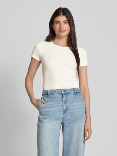 Tom Tailor Denim Regular Fit T-Shirt in Knitter-Optik Offwhite 4