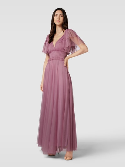 LACE & BEADS Sukienka wieczorowa z elastyczną tasiemką w talii Różowawy 1
