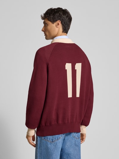PROHIBITED Gebreide pullover met labeldetail Bordeaux - 5