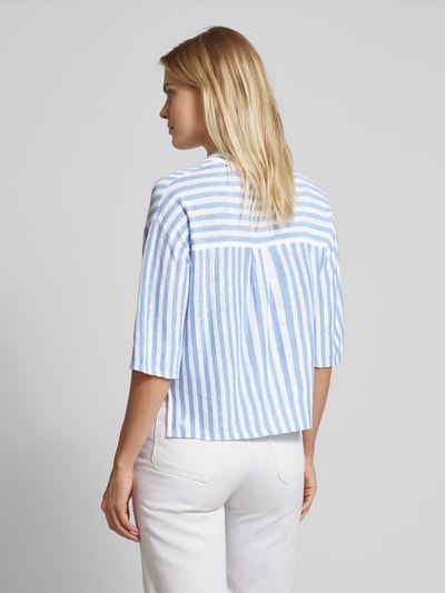 Oui Linnen overhemdblouse met platte kraag Blauw - 5