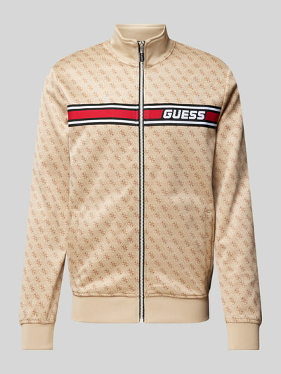 Guess Activewear Sweatjacke mit Label-Stitching Modell 'KORBIN' Beige 2