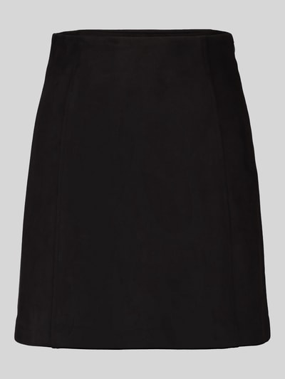 Produktfoto, schwarzer ausgestellter Mini-Rock mit Teilungsnähten, glatte Textur, Ausgestellter Mini-Rock mit Teilungsnähten Modell 'DONNAHAZEL' von VERO MODA, Damen Mini-Rock