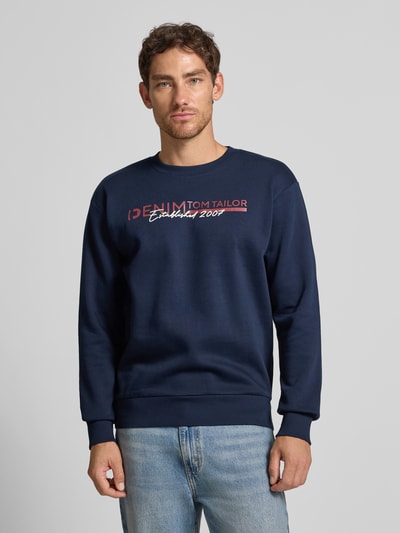 Tom Tailor Denim Regular fit sweatshirt van katoenmix Marineblauw - 4