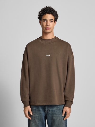 Hugo Blue Loose Fit Sweatshirt aus reiner Baumwolle Modell 'NAVIU' Dunkelbraun 4
