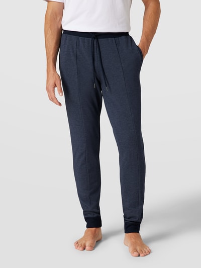 Schiesser Sweatpants in gemêleerde look, model 'Mix + Relax' Marineblauw - 4