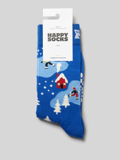 Happy Socks Skarpety z wyhaftowanym logo model ‘Winter Night’ Niebieski 3