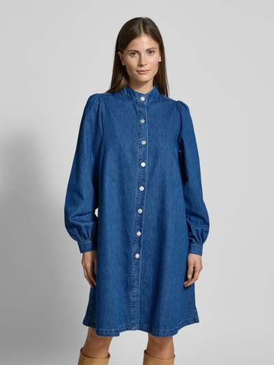 MSCH Copenhagen Knielanges Jeanskleid mit Stehkragen Modell 'Elena' Jeansblau 4