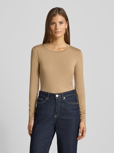 Weekend Max Mara Regular Fit Langarmshirt aus Viskose-Mix Modell 'MULTI' Camel 4