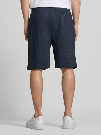 JOOP! Collection Regular fit sweatshorts met structuurmotief, model 'Barlas' Marineblauw - 5