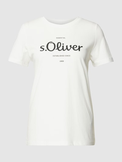 s.Oliver RED LABEL T-shirt z nadrukiem z logo Złamany biały 2