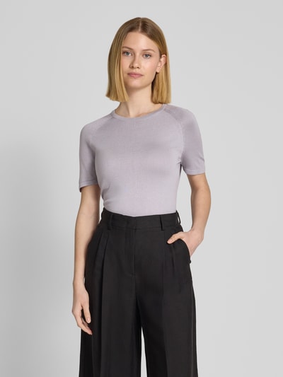 Jake*s Collection Sweter z dzianiny z prążkowanymi wykończeniami Lawendowy 4