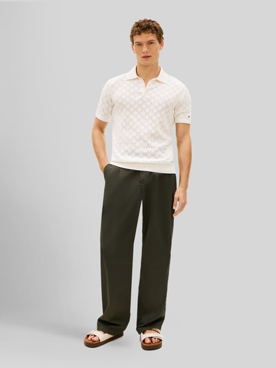 Tommy Hilfiger Regular Fit Poloshirt mit Pointelle-Muster Offwhite 1