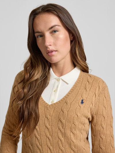 Polo Ralph Lauren Gebreide pullover met kasjmier, model 'KIMBERLY' Camel - 3