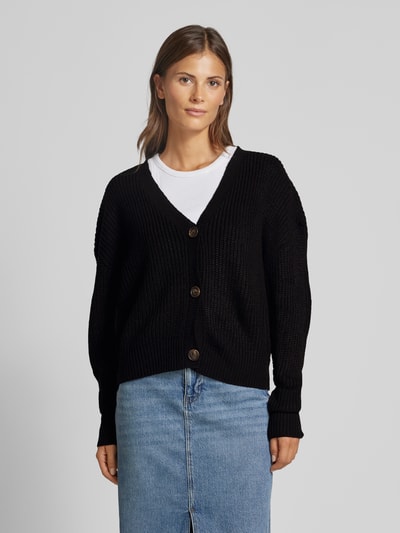 Vero Moda Regular fit gebreid jack met V-hals, model 'LEA' Zwart - 4