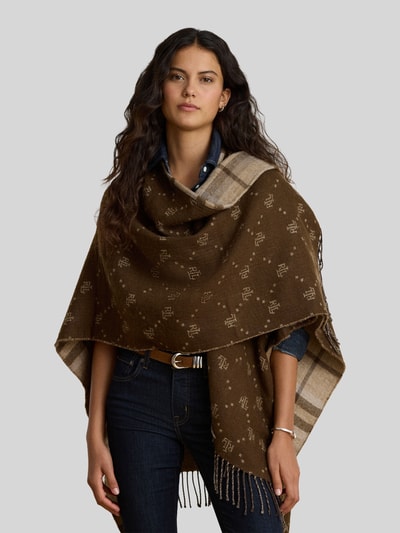 Lauren Ralph Lauren Poncho aus Wolle mit Fransenabschluss Taupe 4
