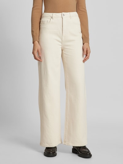 Vero Moda Wide Leg Jeans mit 5-Pocket-Design aus reiner Baumwolle Modell 'KATHY' Ecru 4