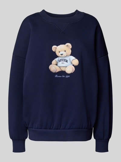 Review Bluza o kroju oversized z nadrukiem z logo Granatowy 2