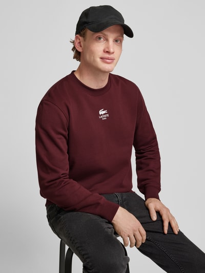 Lacoste Classic Fit Sweatshirt mit Logo-Print Modell 'HERITAGE' Bordeaux 3