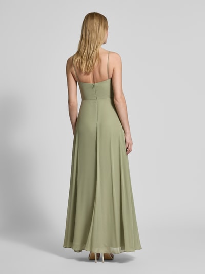 Laona Abendkleid mit Spaghettiträgern Oliv 5