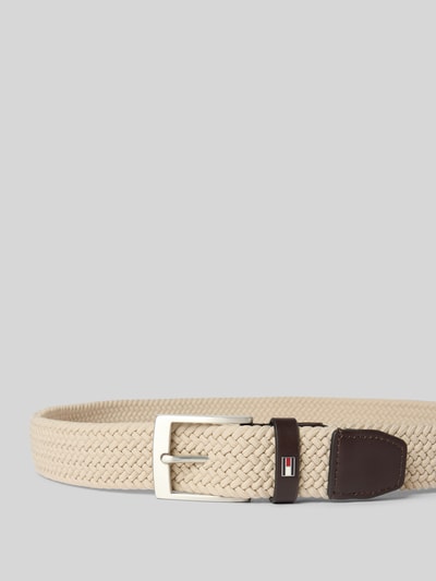 Produktfoto, Gürtel mit Rindsleder-Details Modell 'ADAN 3.5' von Tommy Hilfiger in Beige mit Flechtstruktur und silberner Dornschließe