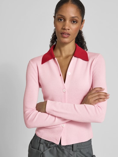 Self-Portrait Bluse in Strick-Optik Rosa 3