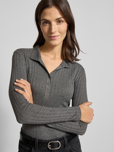 Marc O'Polo Slim fit shirt met lange mouwen van een mix van katoen en modal Middengrijs - 3