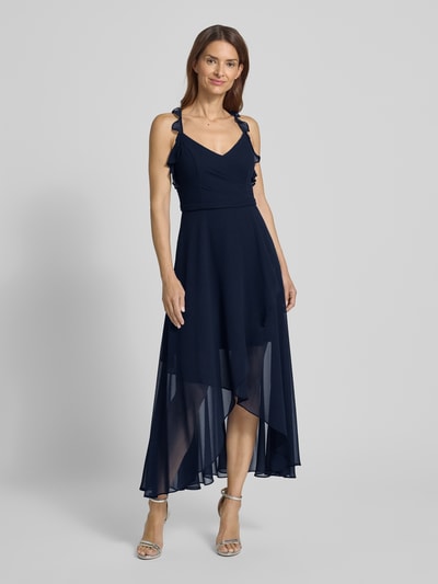 V.M. Cocktailjurk met hartvormige hals Marineblauw - 1