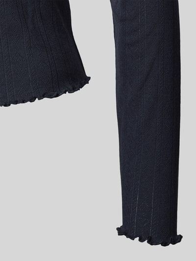 Jake*s Casual Pyjamabovendeel met kant en golvende zoom Donkerblauw - 2