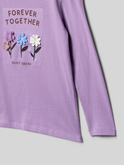 s.Oliver RED LABEL Bluzka o linii A z długim rękawem z czystej bawełny Lawendowy 2