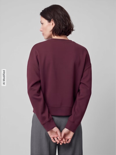 Jake*s Casual Sweatshirt mit überschnittenen Ärmeln Pflaume 5