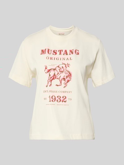 Mustang T-shirt z nadrukiem z logo model ‘Floris’ Biały 2