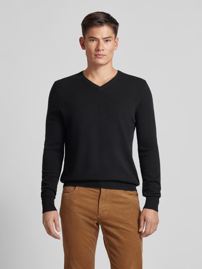 Christian Berg Men Strickpullover mit gerippten Abschlüssen Black 4