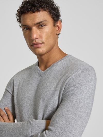 Christian Berg Men Kaschmirpullover mit V-Ausschnitt Mittelgrau Melange 3