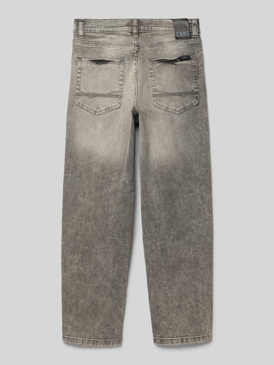 Produktfoto, graue Straight Fit Jeans mit 5-Pocket-Design und Logo-Patch, Modell 'Garwell' von CARS JEANS aus elastischem Baumwoll-Mix