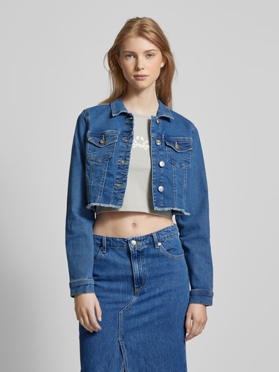 Only Cropped Jeansjacke mit Brusttaschen Modell 'WONDER' Blau 4